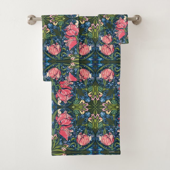 Art Nouveau Tulip Garden Bath Towel Set (Insitu)