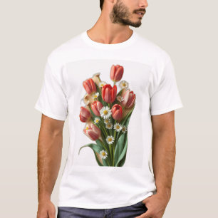 Art Nouveau Tulips and Daisies T-Shirt