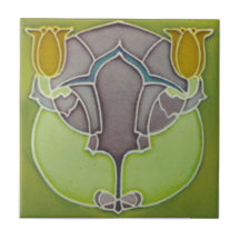 Art Nouveau Tulips Faux Tubelined Reproduction