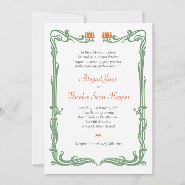 Art Nouveau Tulips Invitation (Front)