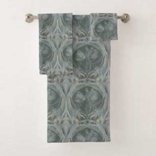 Art Nouveau Tulips Shades of Grey Towels