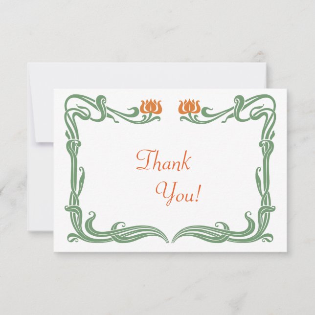 Art Nouveau Tulips Thank You Card (Front)