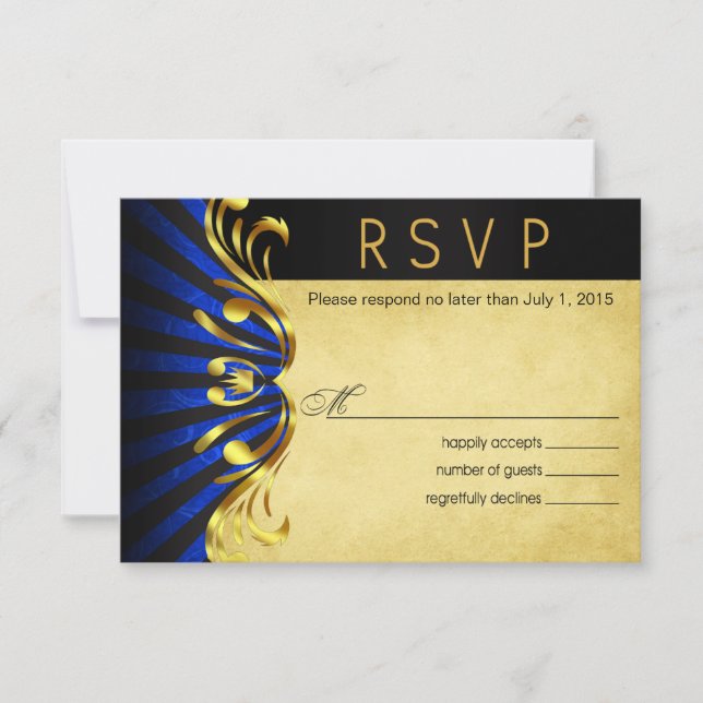 Art Nouveau Vegas RSVP | gold blue Card (Front)