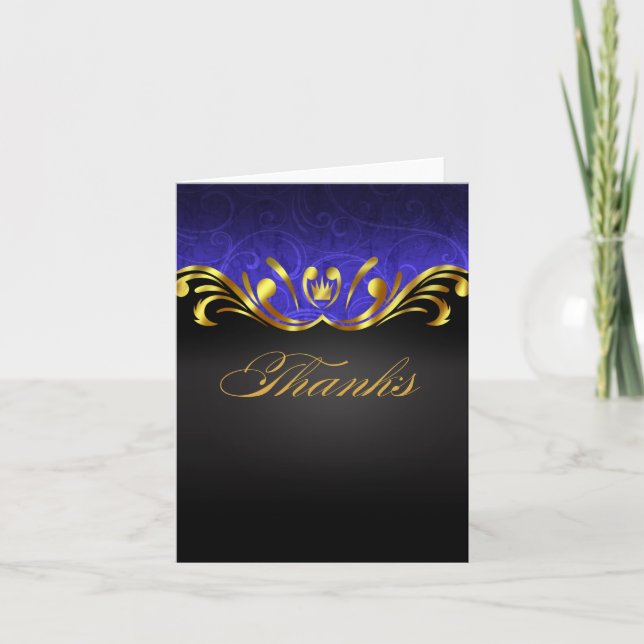Art Nouveau Vegas Thank You | gold blue Card (Front)