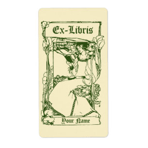 Art Nouveau Victorian Era Ex Libris Lady Template