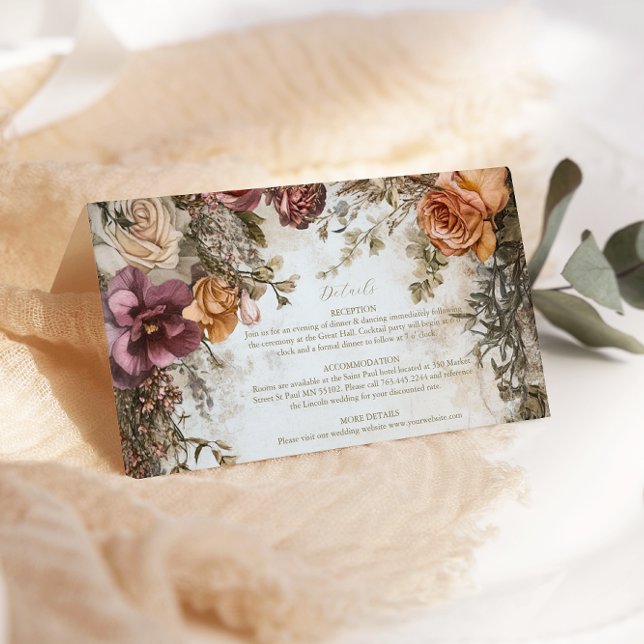 Art Nouveau Victorian Royal Floral Wedding  Enclosure Card (Creator Uploaded)