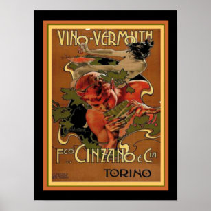 Art Nouveau Vino-Vermouth 12 x 16 Poster