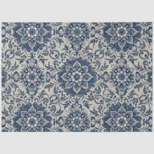 Art Nouveau Vintage Blue Floral Wallpaper Pattern Tissue Paper