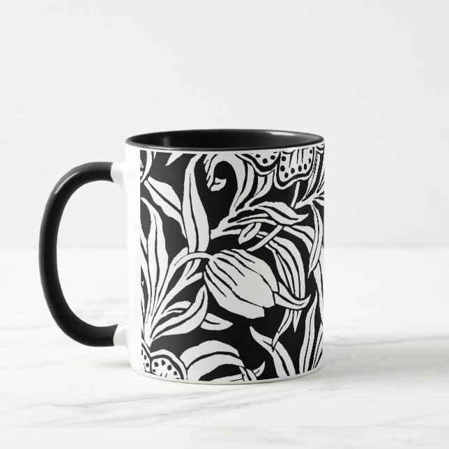 Art Nouveau Vintage Botanical Floral Pattern  Mug (Left)