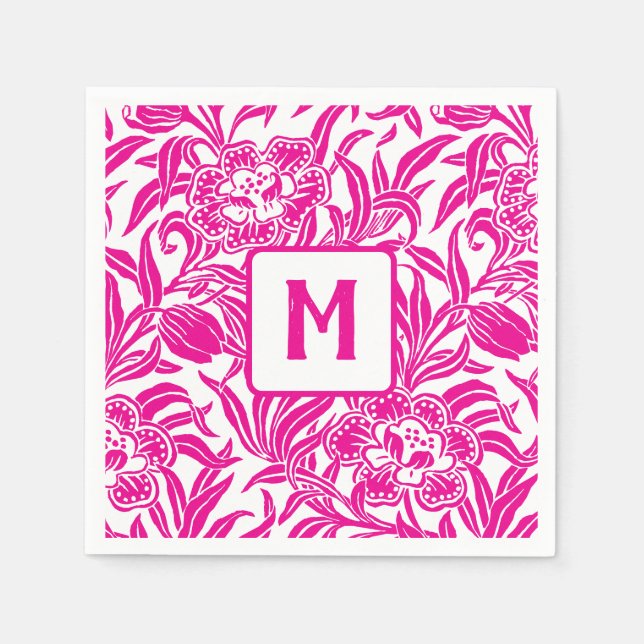 Art Nouveau Vintage Botanical Floral Pattern  Napkin (Front)