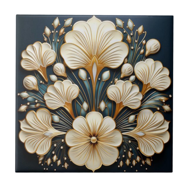 Art Nouveau Vintage  Ceramic Tile (Front)