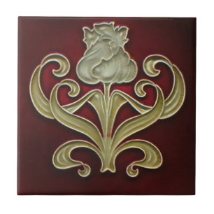 Art Nouveau Vintage Design Feature Tile in 2 Sizes