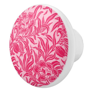 Art Nouveau Vintage Floral Botanical Pink Pattern Ceramic Knob
