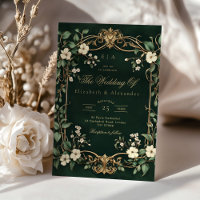 Art Nouveau Vintage Floral Green and gold Wedding