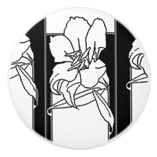 Art Nouveau Vintage Lily Flowers Floral Knob