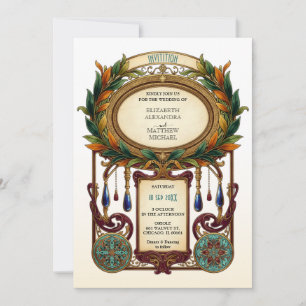 Art Nouveau Vintage Oval Frame Wedding Invitation