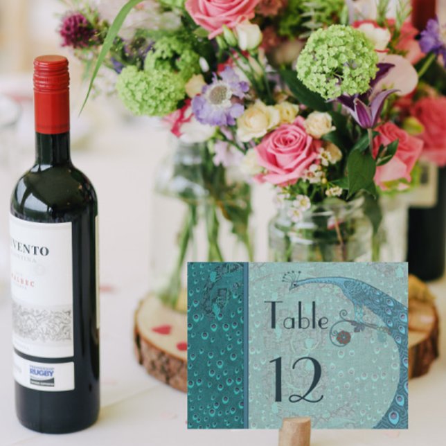 Art Nouveau Vintage Peacock Table Number Card (Creator Uploaded)