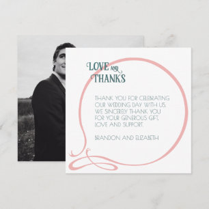 Art Nouveau Vintage Pink Butterfly Wedding Photo Thank You Card