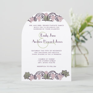 Art Nouveau Vintage Pink Vineyard Wedding Invites