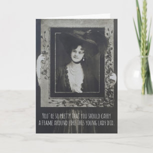 Art Nouveau Vintage Pretty Lady Framed Birthday Card