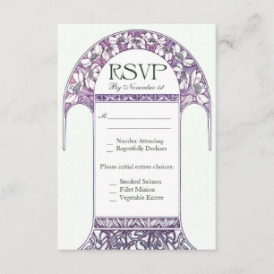 Art Nouveau Vintage Purple RSVP Wedding Cards VI