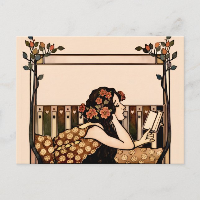 Art Nouveau Vintage reader Postcard (Front)