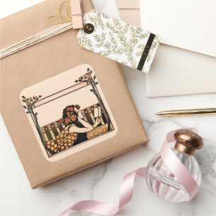 Art Nouveau Vintage reader Square Sticker