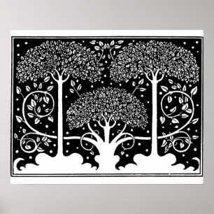 Art Nouveau Vintage Tree Pattern Poster
