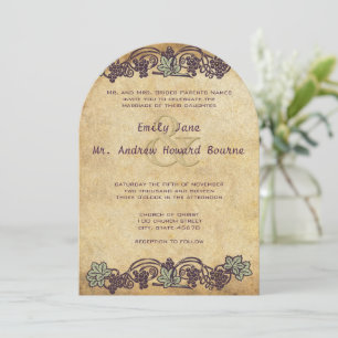 Art Nouveau Vintage Vineyard Wedding Invitation