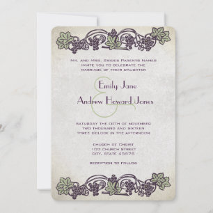 Art Nouveau Vintage Vineyard Wedding Invites