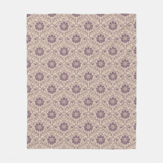 Art Nouveau Violet Floral Hand-Drawn Vintage Fleece Blanket