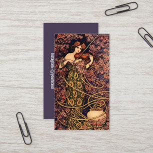 Art Nouveau Violinist in Blossoms – Vintage Floral Business Card