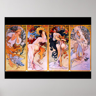 Art Nouveau vivid colours 4 Seasons Women   Poster