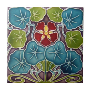 Art Nouveau Water Lilies Ceramic Wall Tile