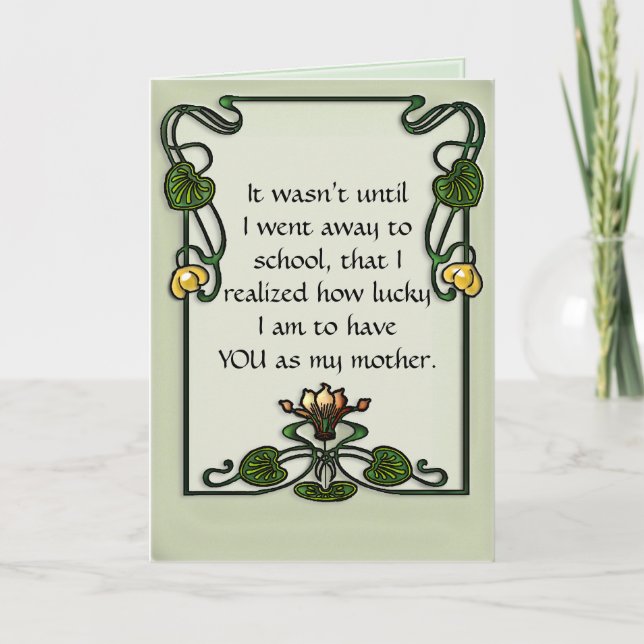 Art Nouveau Waterlily Frame on Celadon Card (Front)