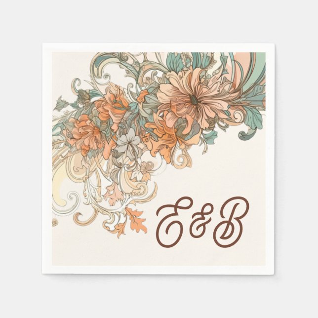 Art Nouveau Wedding Enclosure Napkin (Front)