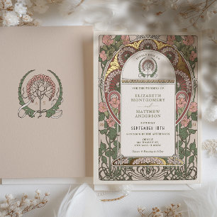 Art Nouveau Wedding Gold Accents Botanical