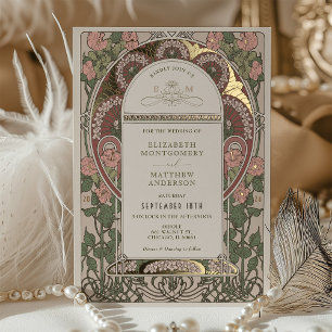 Art Nouveau Wedding Gold Accents Botanical