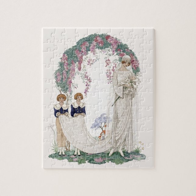 Art Nouveau Wedding Illustration – Vintage Bridal  Jigsaw Puzzle (Vertical)