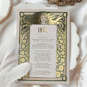 Art Nouveau Wedding Info Details Gold Green Mucha