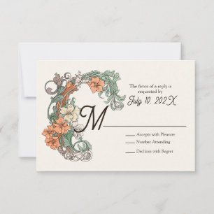 Art Nouveau Wedding RSVP Card