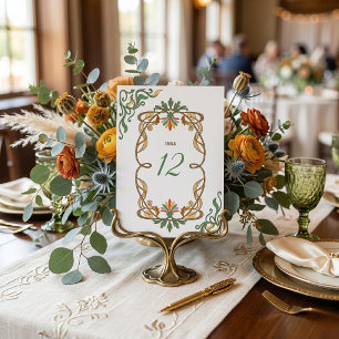 Art Nouveau Wedding Sign Elegant Floral Table Number