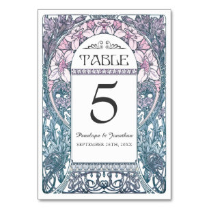 Art Nouveau Wedding Table Cards (Set #8)