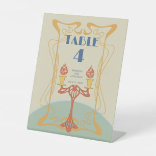 Art Nouveau Wedding Table Number Sign