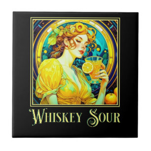 Art Nouveau Whiskey Sour Ceramic Tile