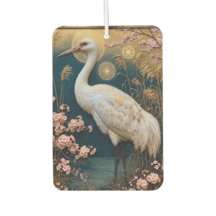 Art Nouveau White Crane Panel with Cherry Blossoms Car Air Freshener