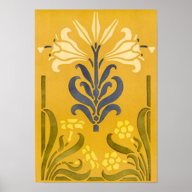 Art Nouveau White Lily - Print (Front)