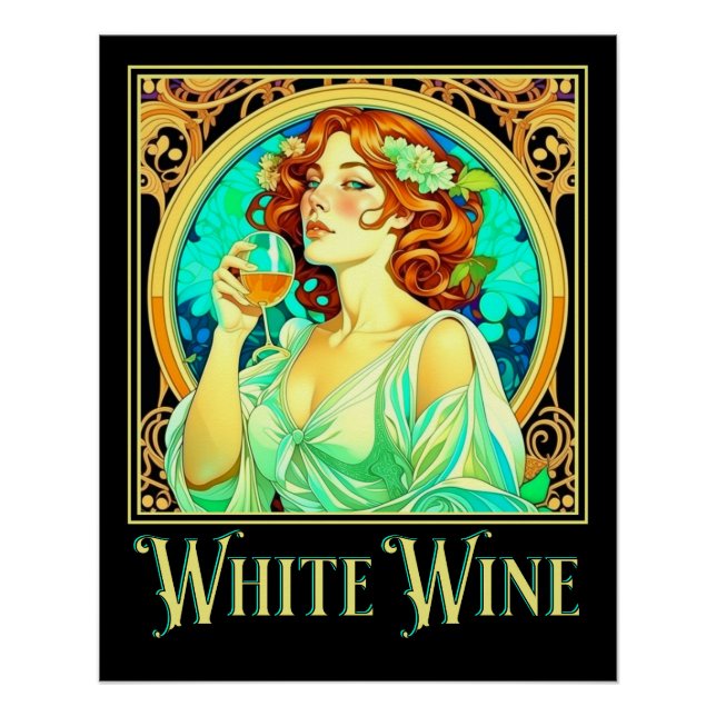 Art Nouveau White Wine Poster (Front)