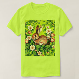Art Nouveau Wild Rabbit and Flowers T-Shirt