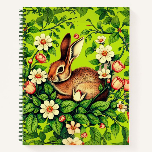 Art Nouveau Wild Rabbit & Flowers Journal (Front)